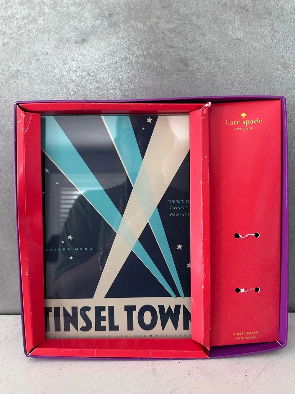 KATE SPADE TINSEL TOWN BAR CHEESE BOARD NO KNIFE NEW